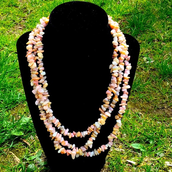 Multicolored Coral and rose three strand Genuine Gemstone necklace - Picture 1 of 3
